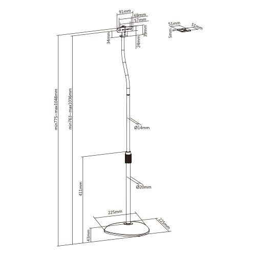 HTS12 Satellite Speaker Floor Stand, set of 2