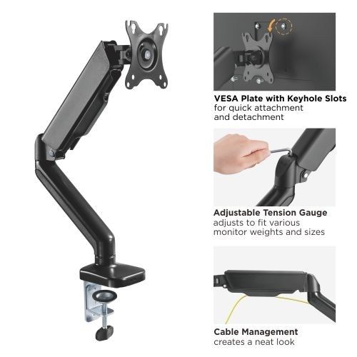 MAD10G Single Monitor Arm Gas Spring 17”- 32”