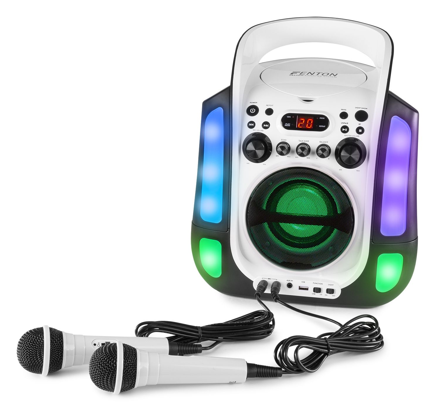 SBS30W Karaoke System with CD and 2 Microphones White
