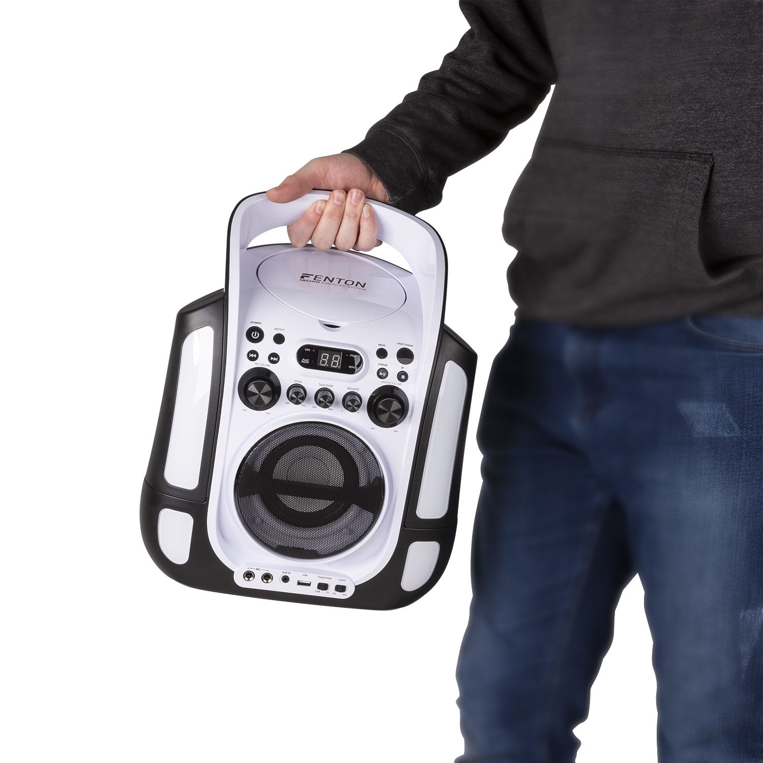 SBS30W Karaoke System with CD and 2 Microphones White