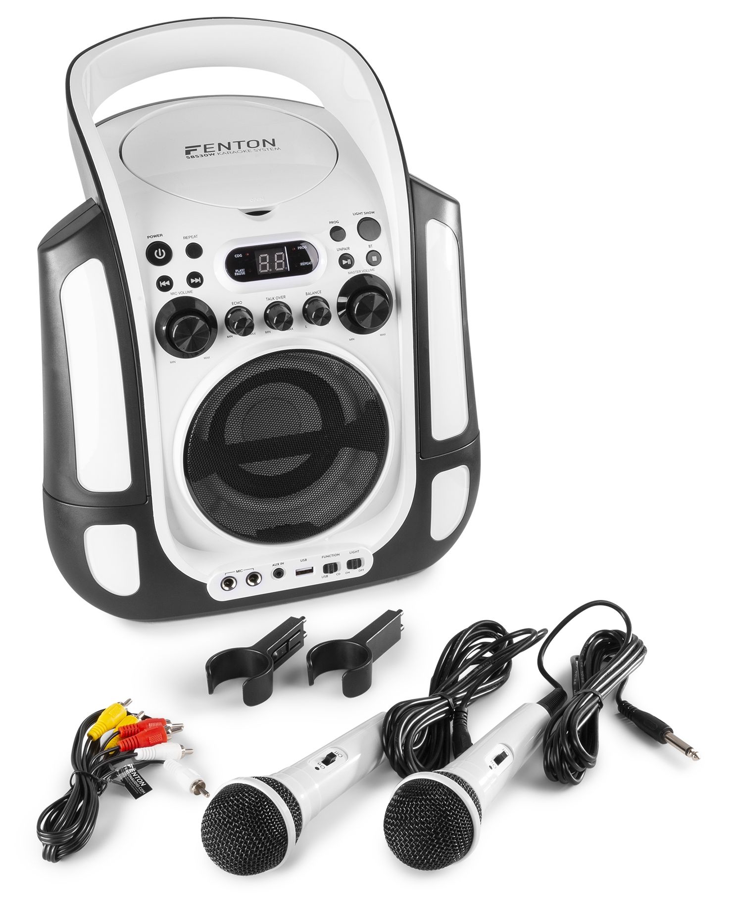 SBS30W Karaoke System with CD and 2 Microphones White