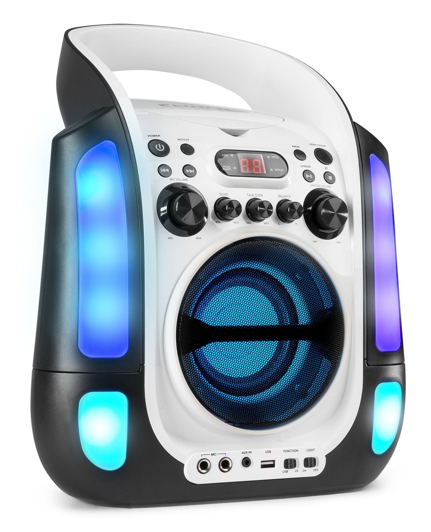 SBS30W Karaoke System with CD and 2 Microphones White