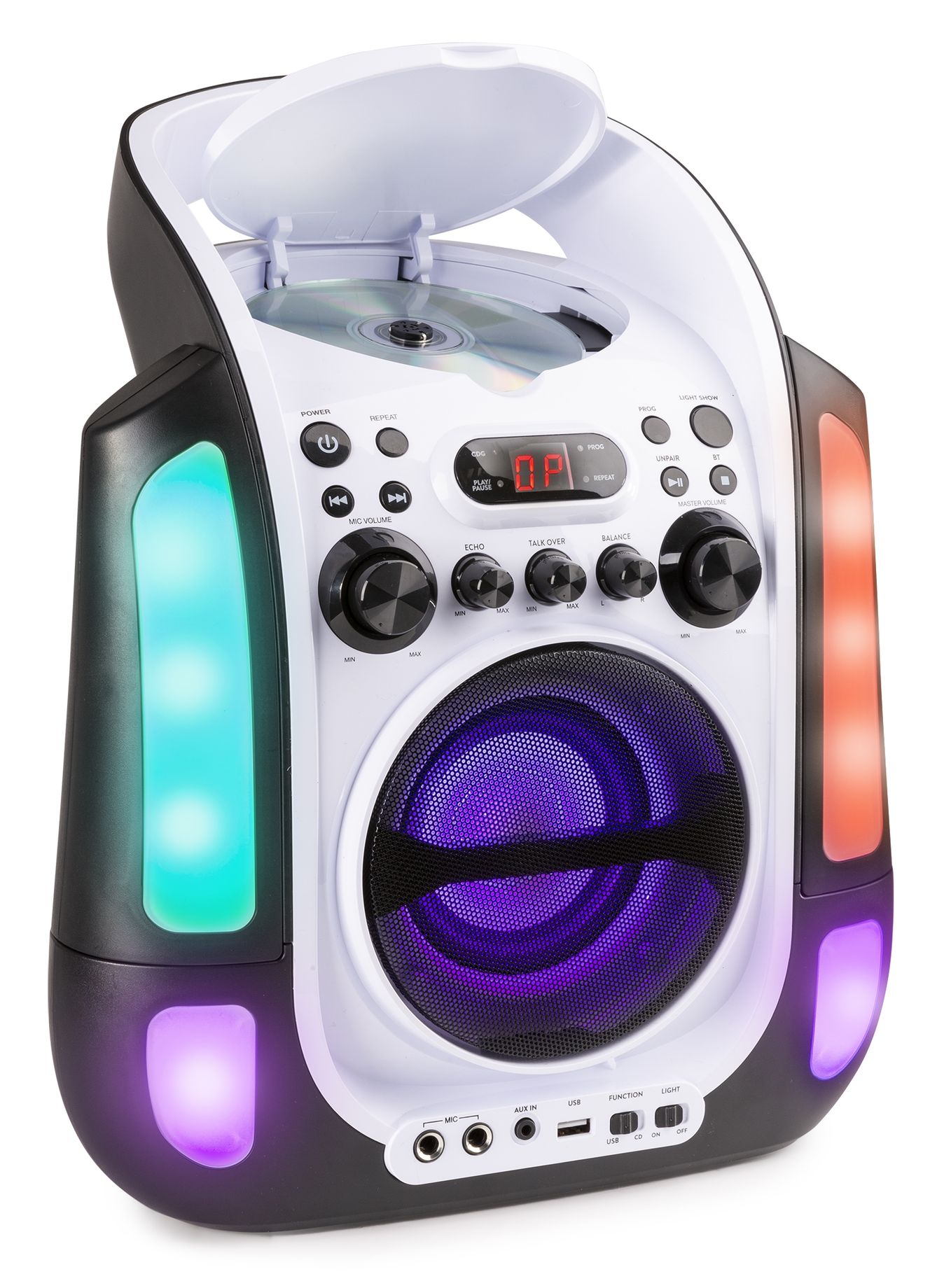 SBS30W Karaoke System with CD and 2 Microphones White