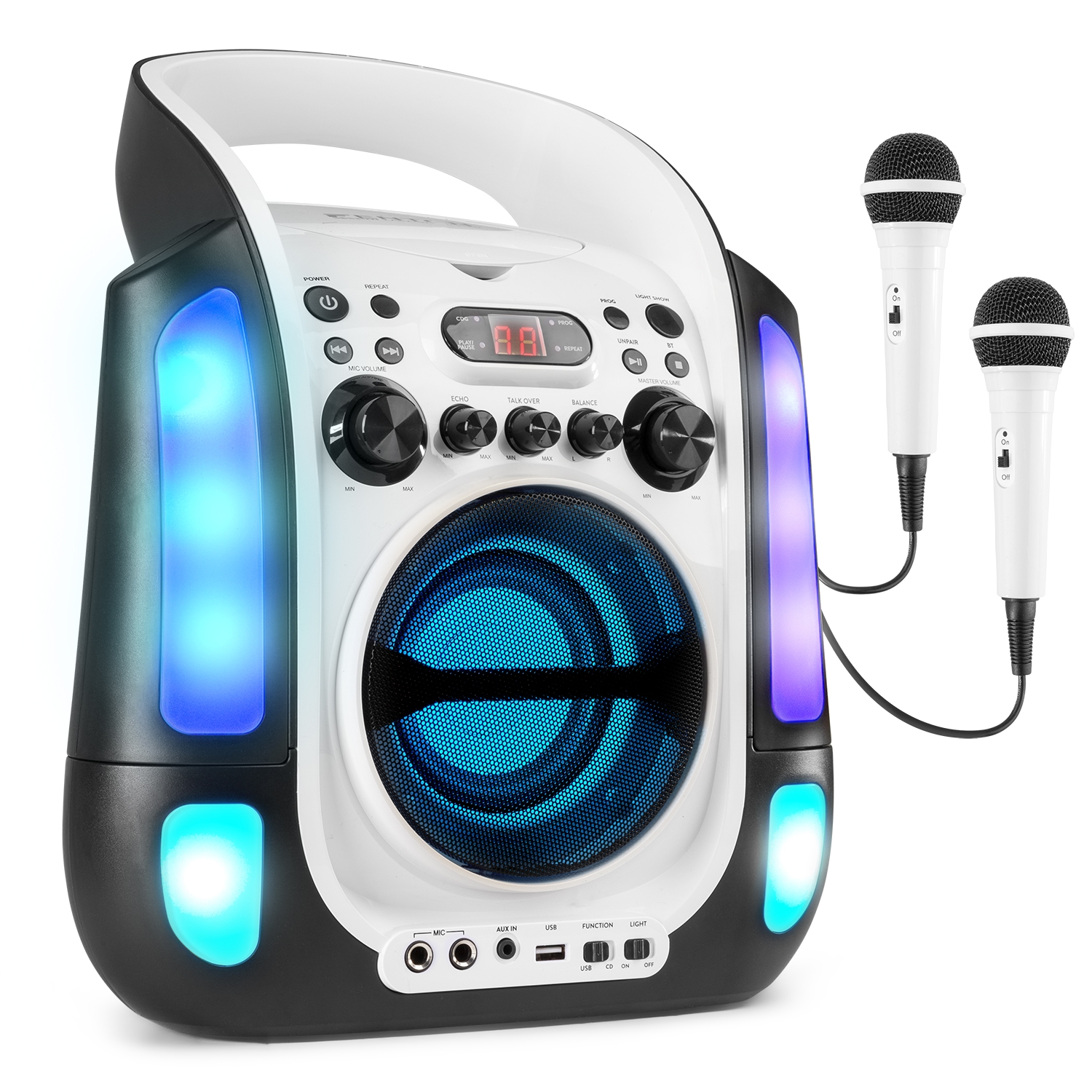 SBS30W Karaoke System with CD and 2 Microphones White