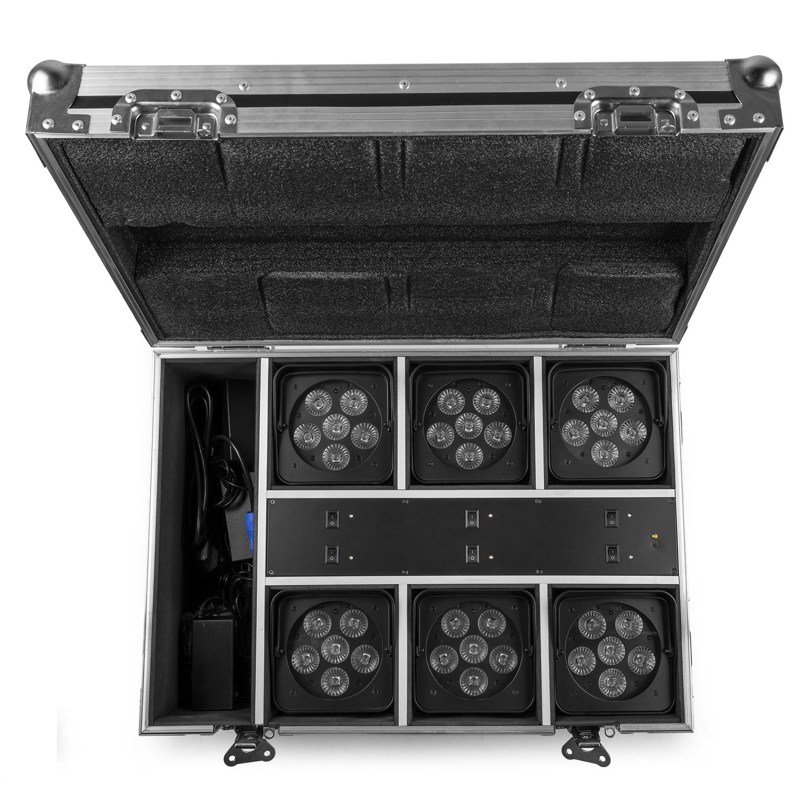 BBP62 Uplighter Set, 6 Uplights (in/outdoor) in Flightcase with Charger