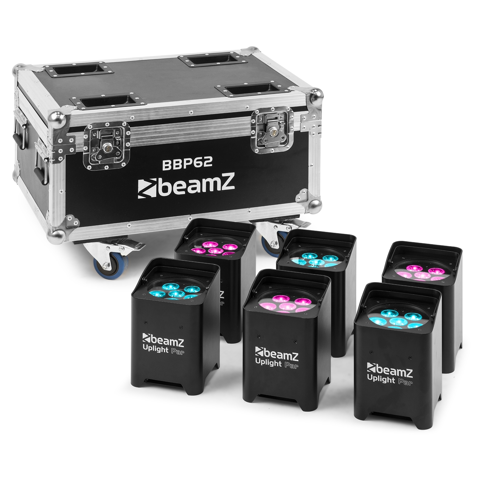 BBP62 Uplighter Set, 6 Uplights (in/outdoor) in Flightcase with Charger