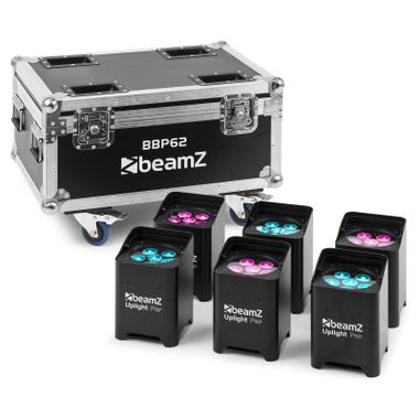 BBP62 Uplighter Set, 6 Uplights (in/outdoor) in Flightcase with Charger