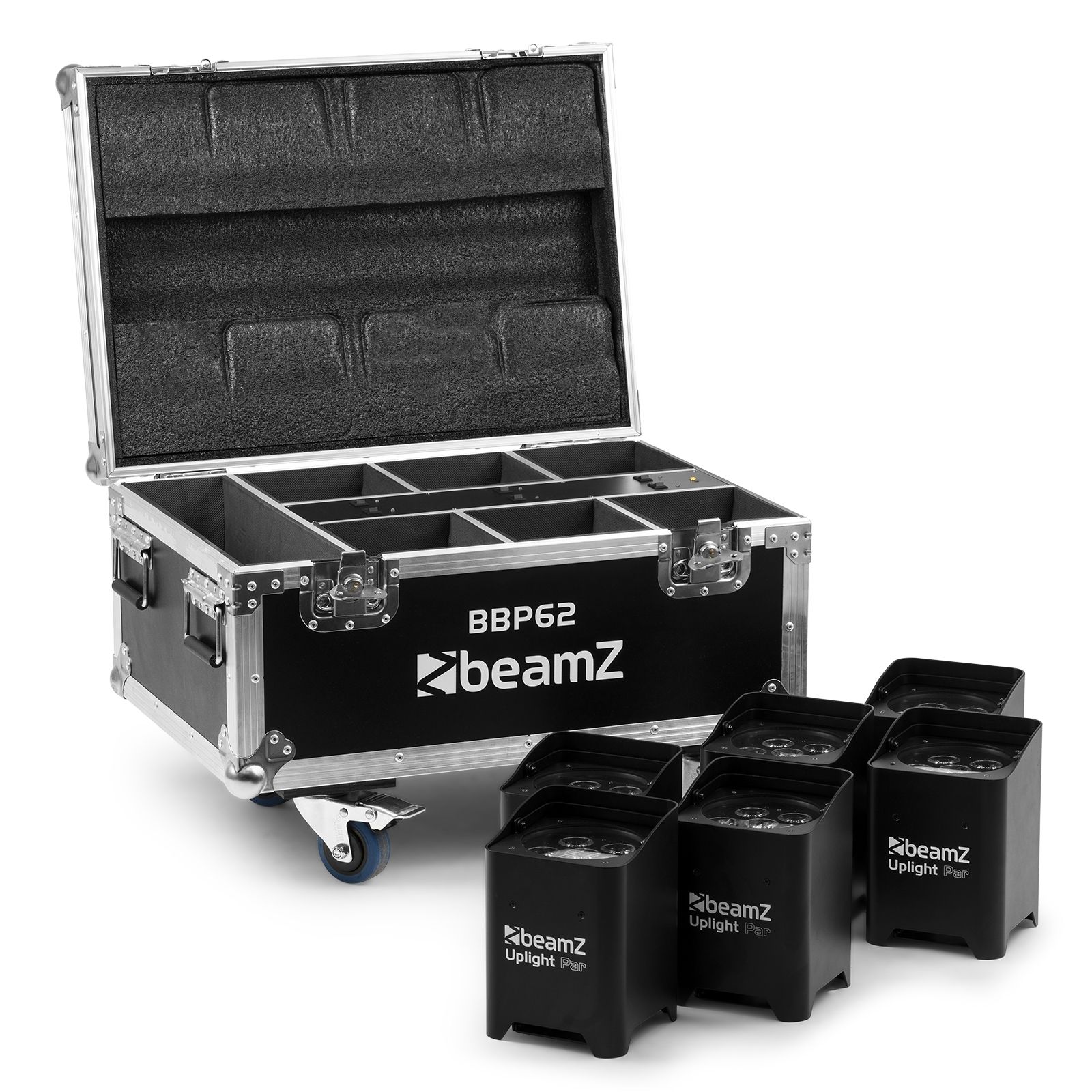 BBP62 Uplighter Set, 6 Uplights (in/outdoor) in Flightcase with Charger
