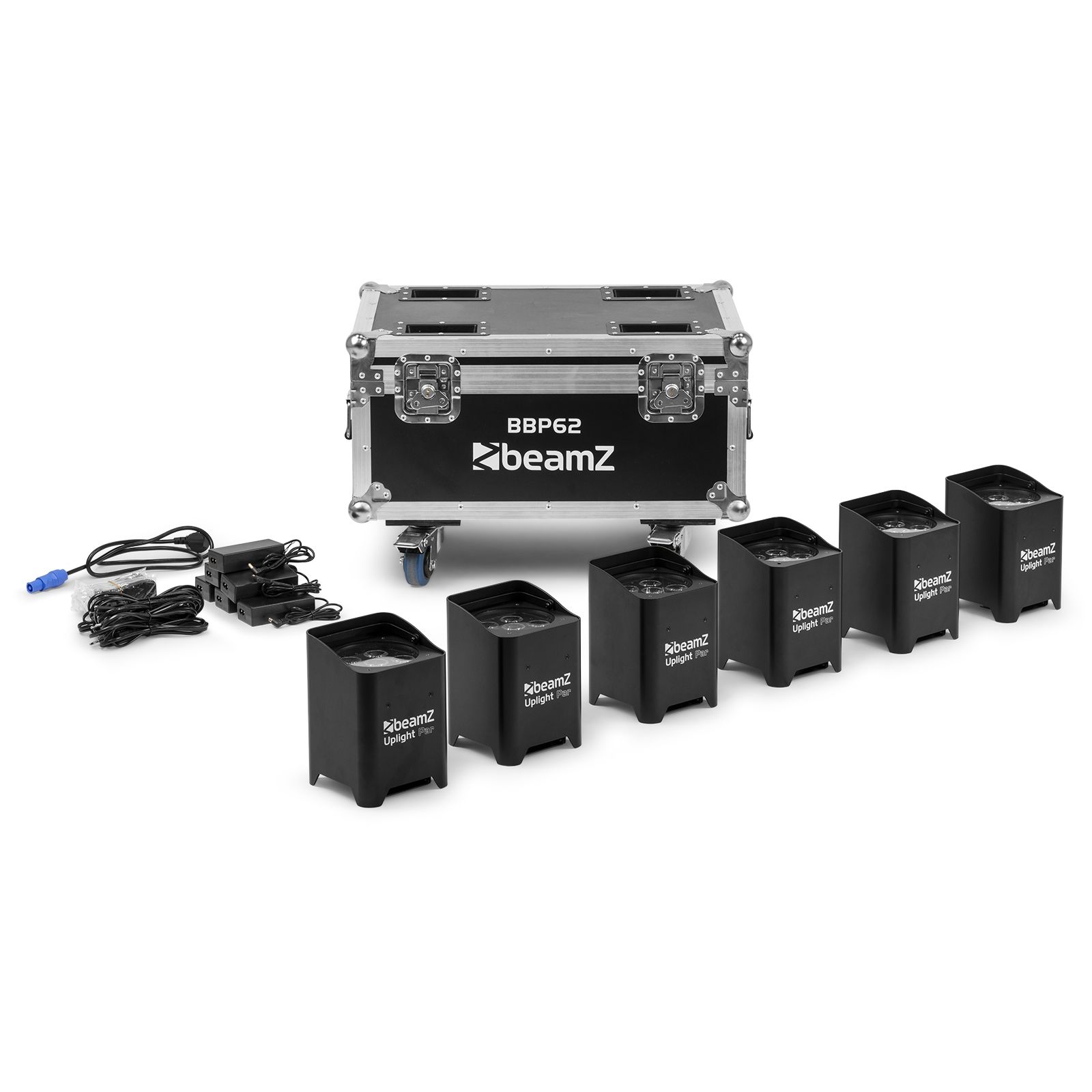 BBP62 Uplighter Set, 6 Uplights (in/outdoor) in Flightcase with Charger