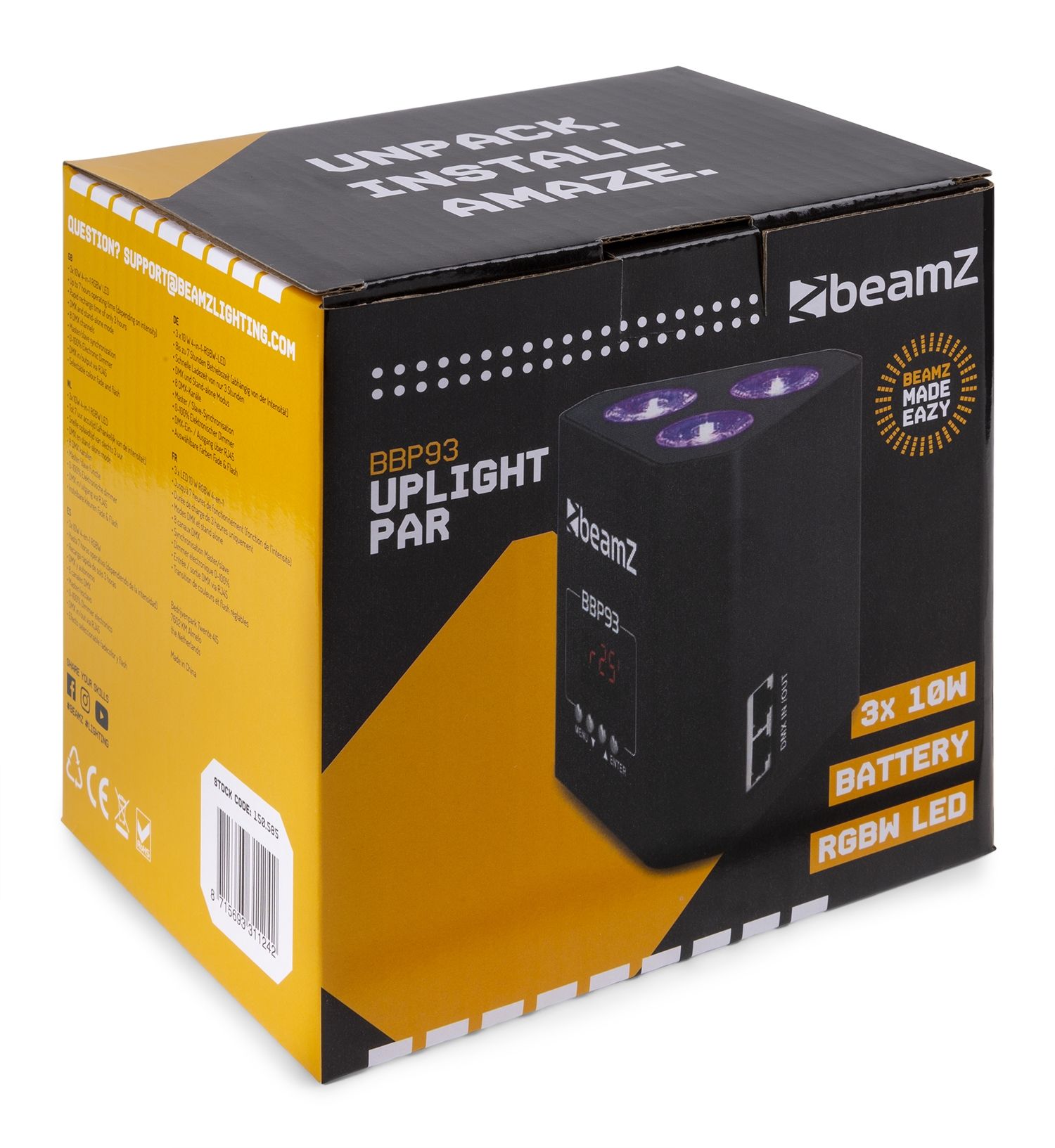 BBP93 Battery Uplight Par 3x 10W