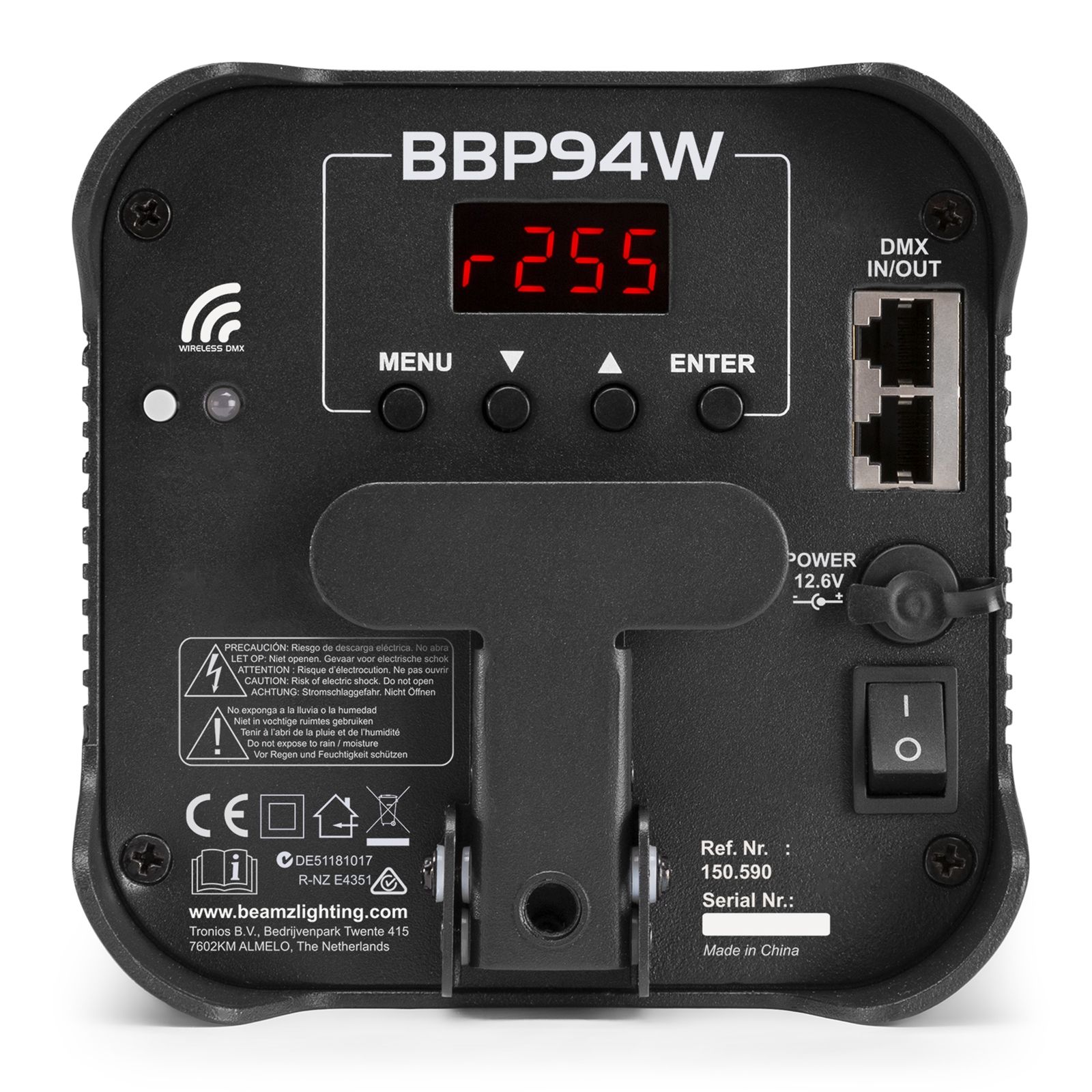 BBP94W Battery Uplight Par 4x 12W WDMX