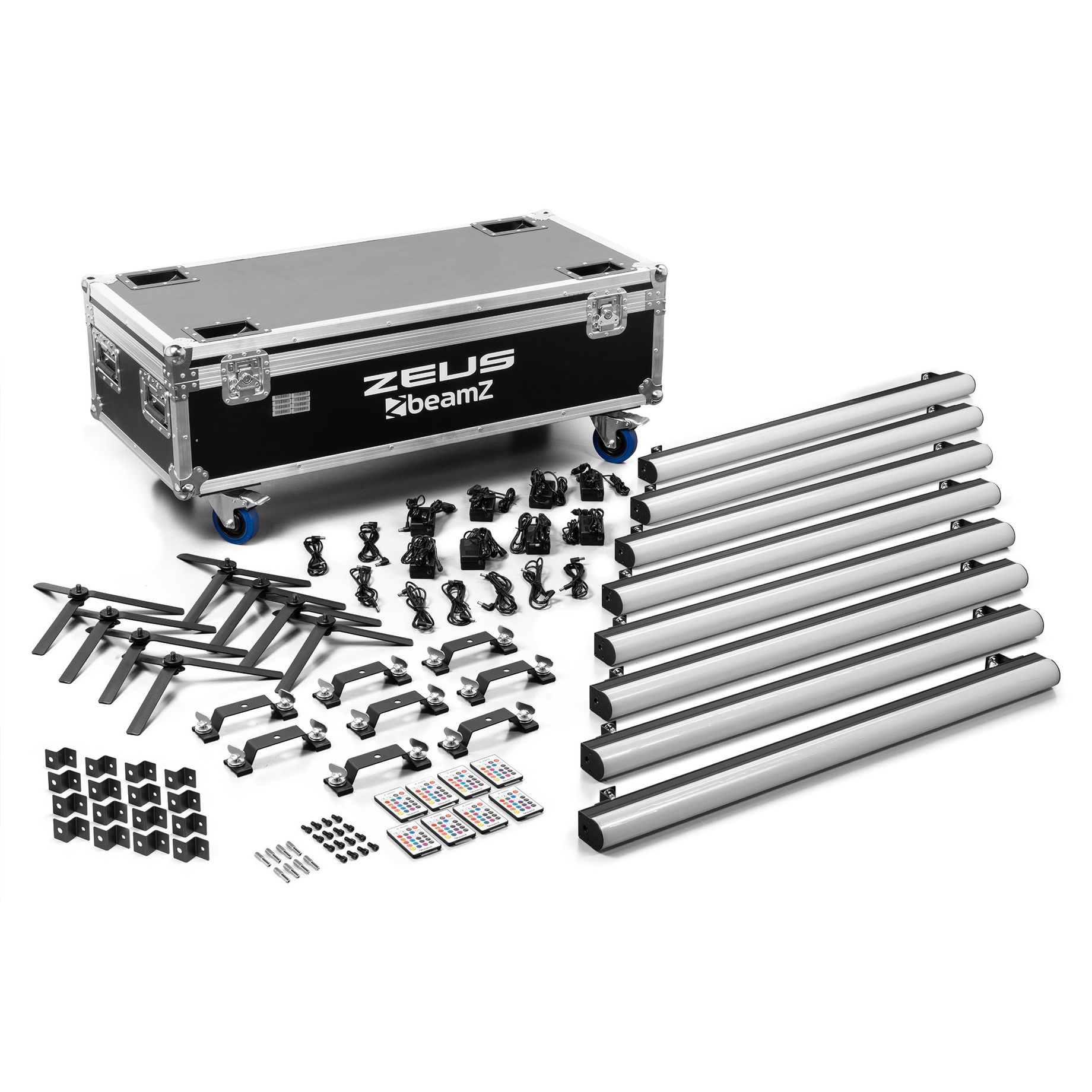 Zeus Battery Tube Set RGBW set of 8 in Flightcase