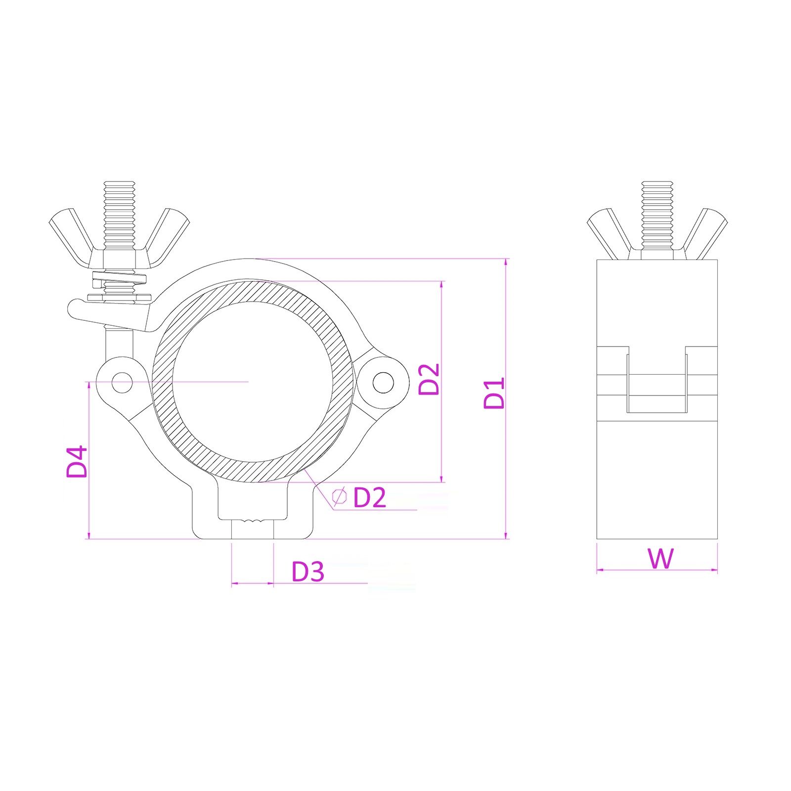 BC50B-100 Half Coupler Slimline 100kg Black