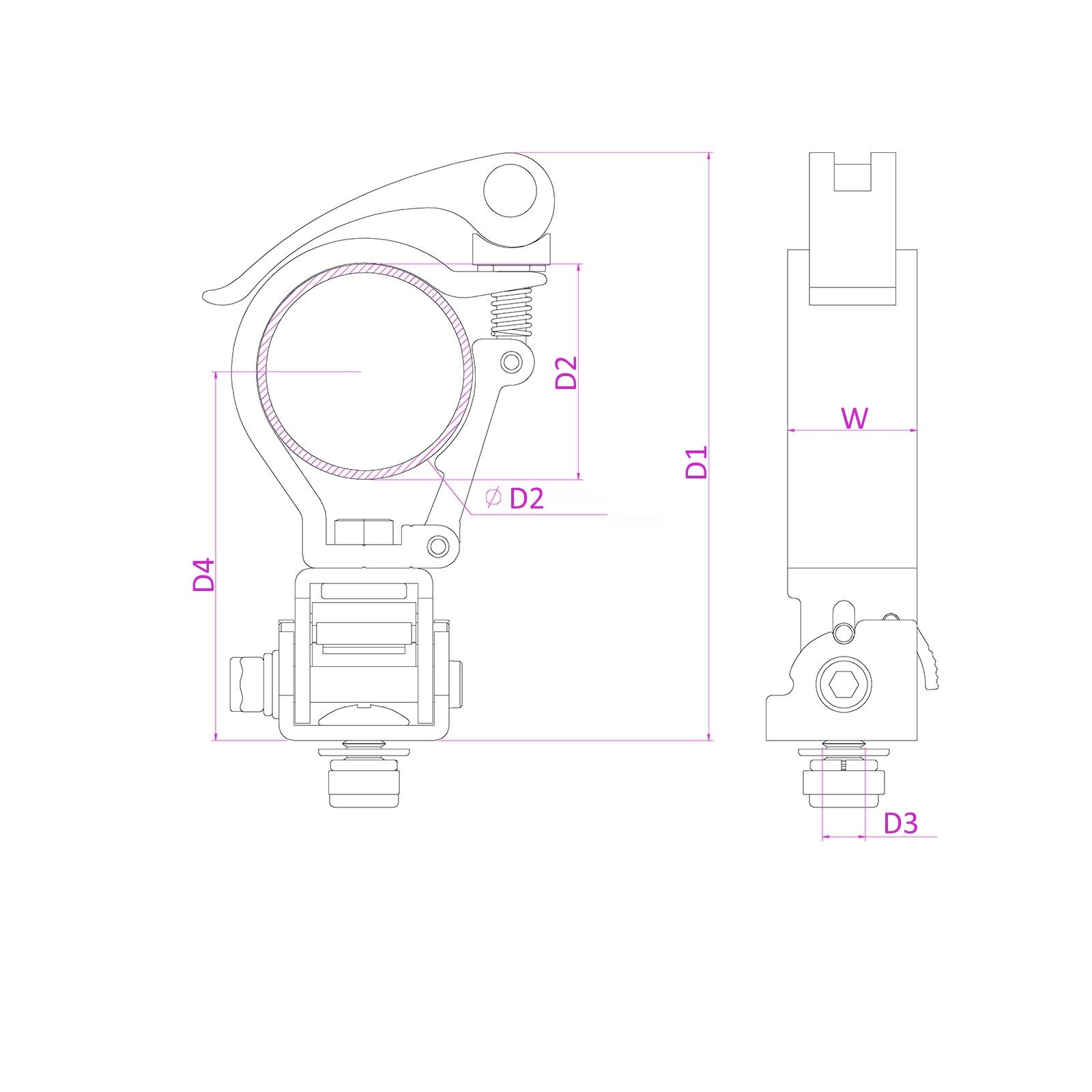 BC50B-50F Foldable Quick Release Clamp Black