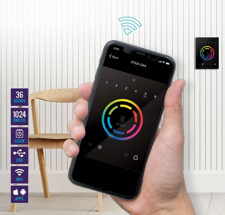 STICK-CW4 WiFi DMX Wall Mount Interface