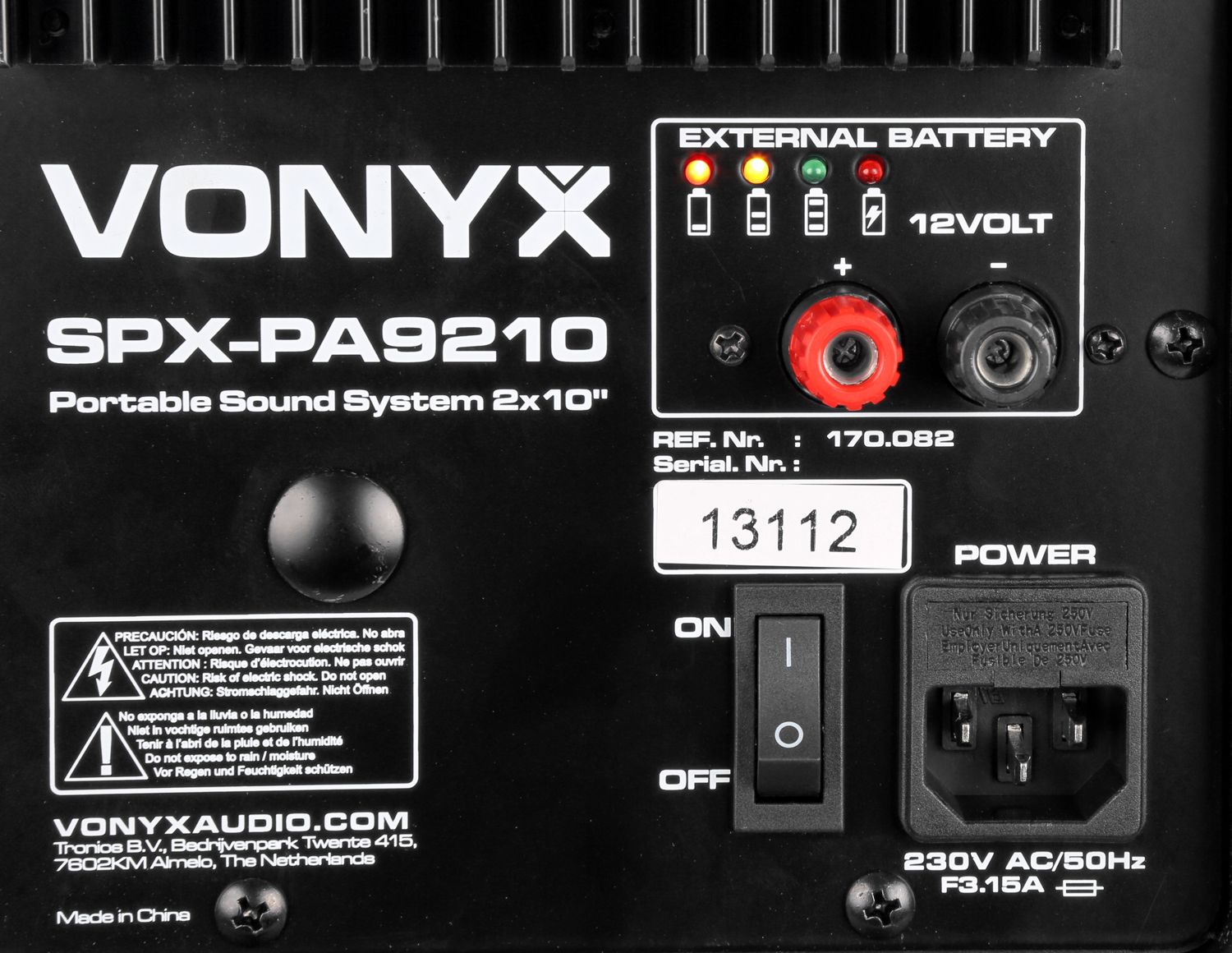 SPX-PA9210 Portable Sound System ABS 2x10"