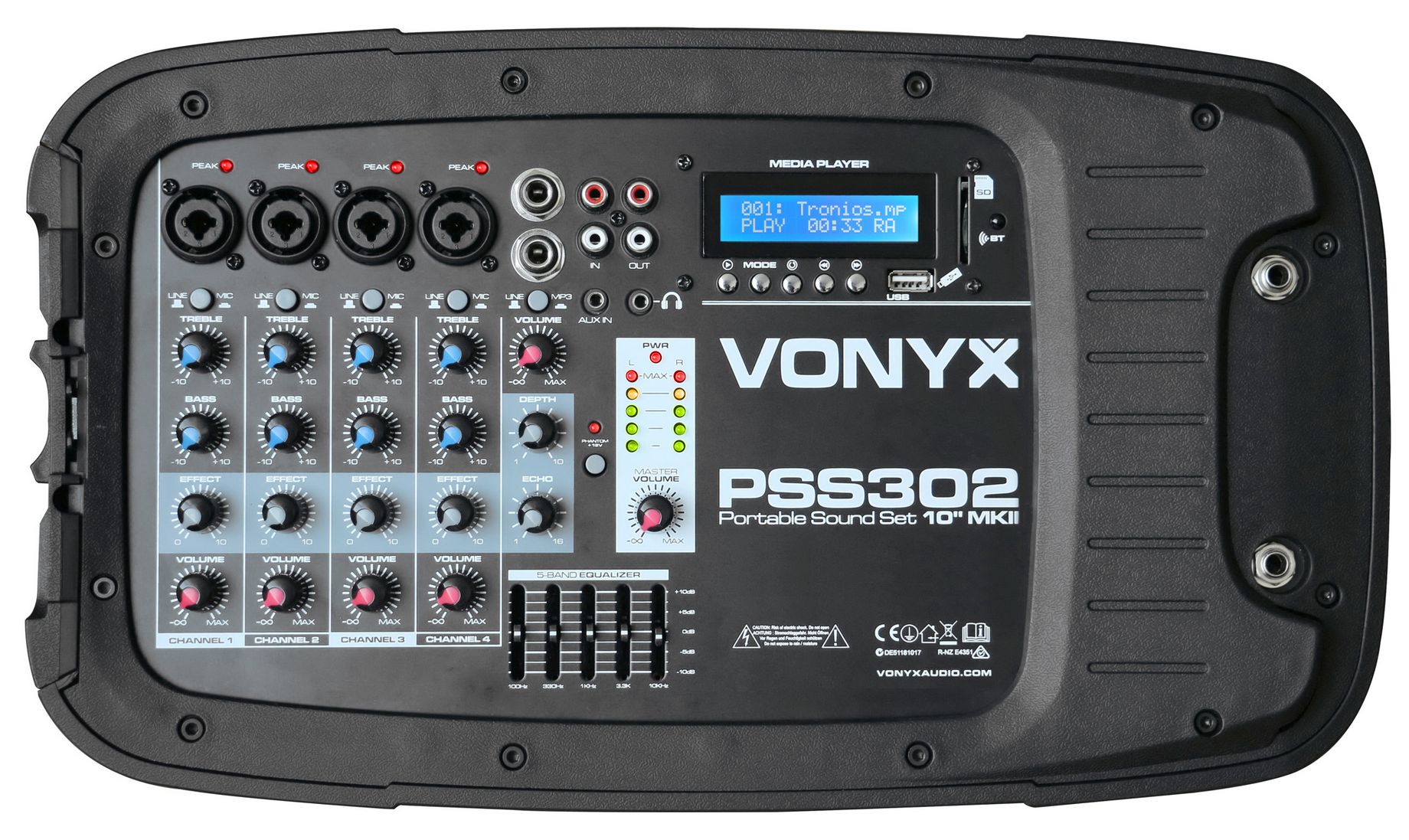 PSS302 Portable Sound Set 10" SD/USB/MP3/BT with Stands