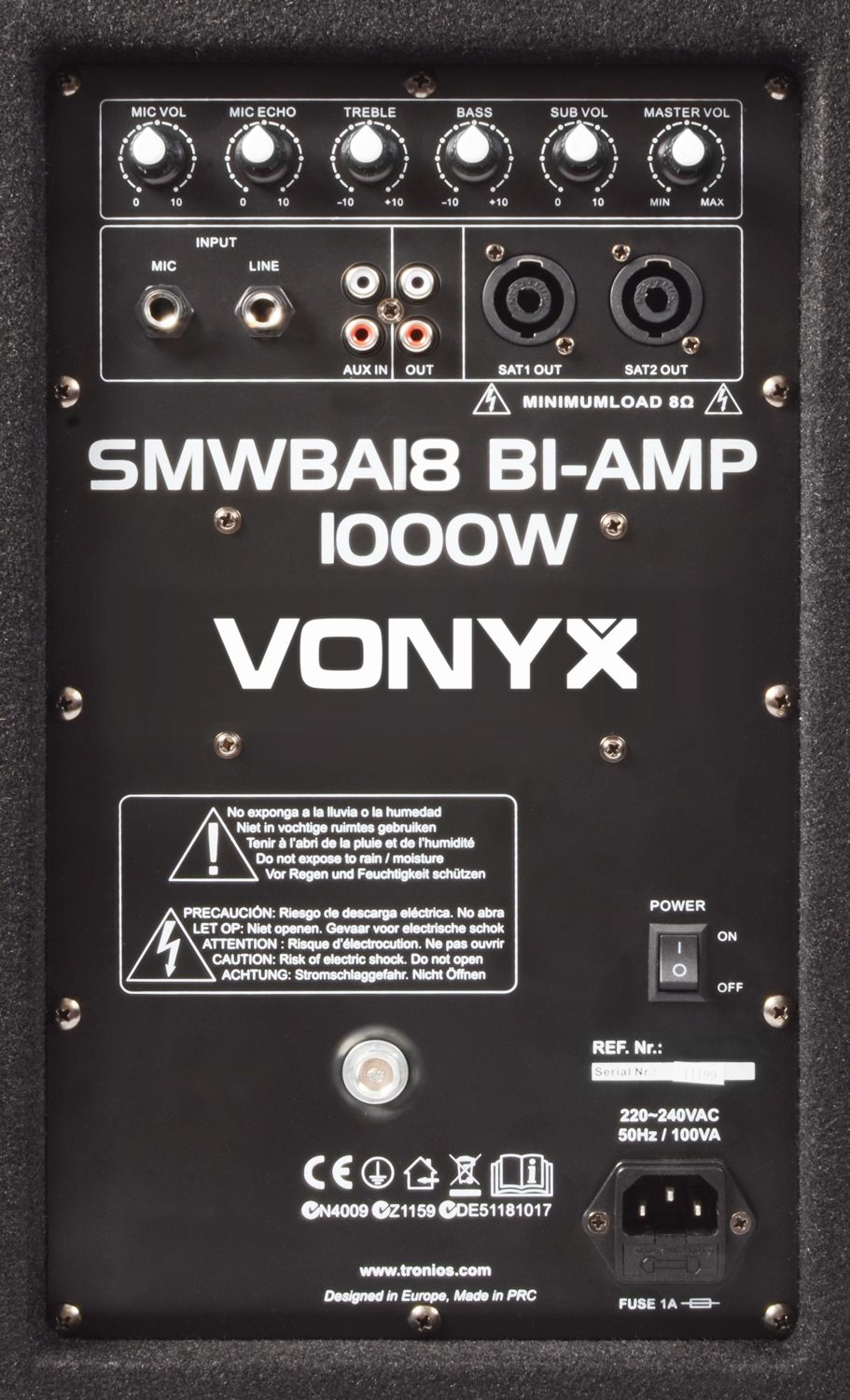 SMWBA18 Bi-Amplifier Subwoofer 18" 1000W
