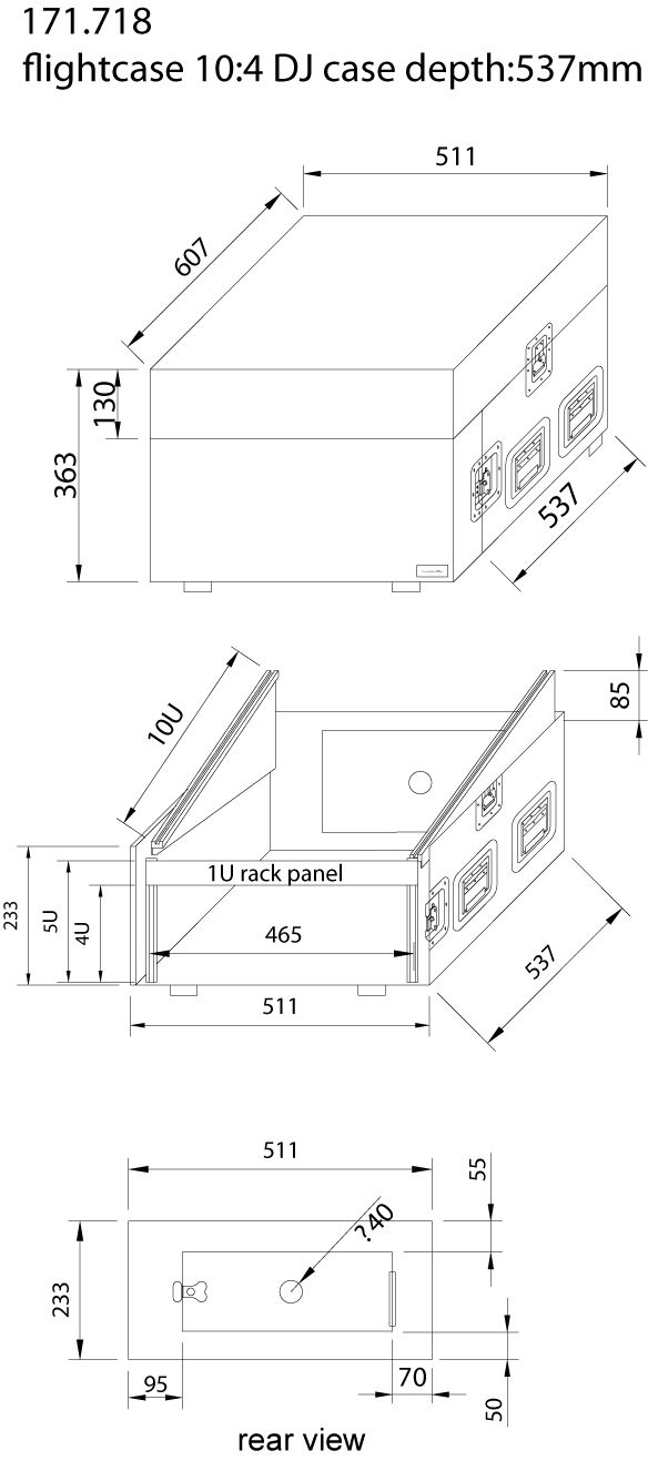 PD-F4U10 19" Rackcase 4U incl. 10U mixercase