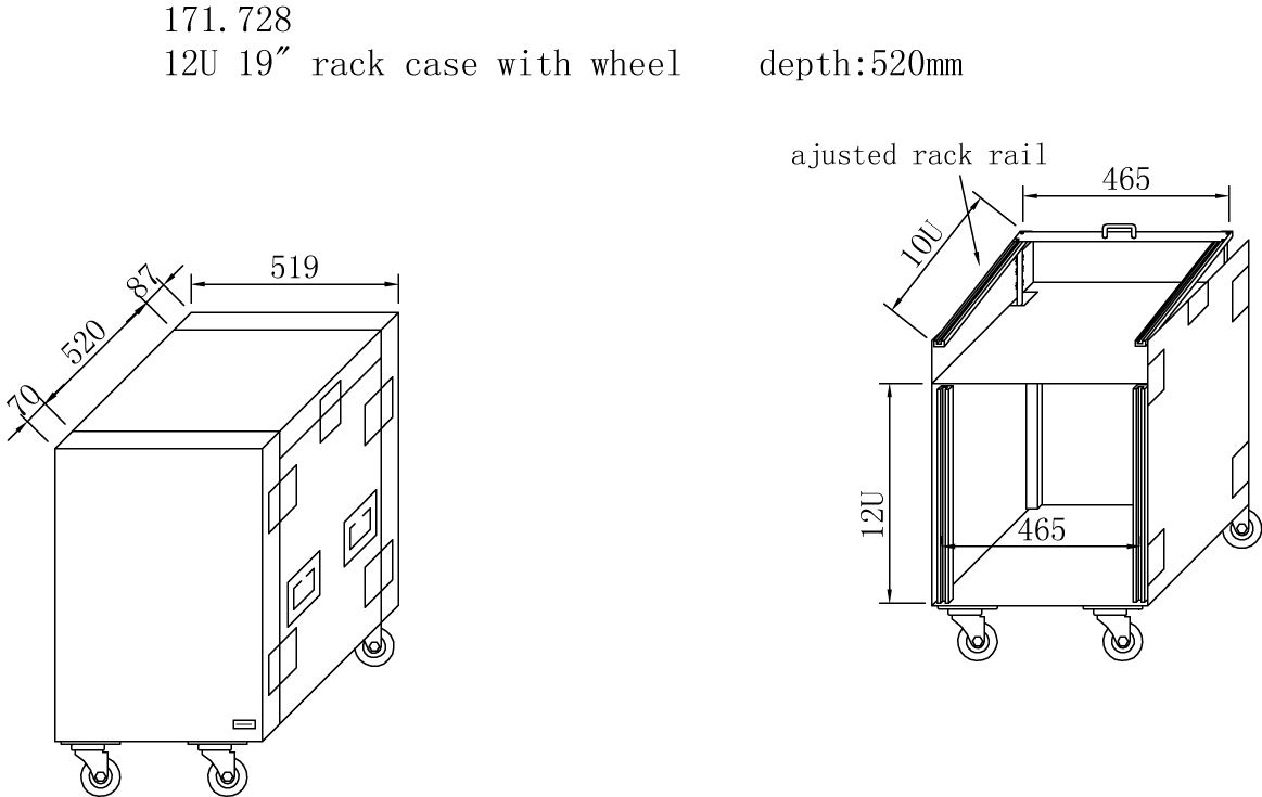 PD-F12U8 19" Rackcase 12U with Wheels