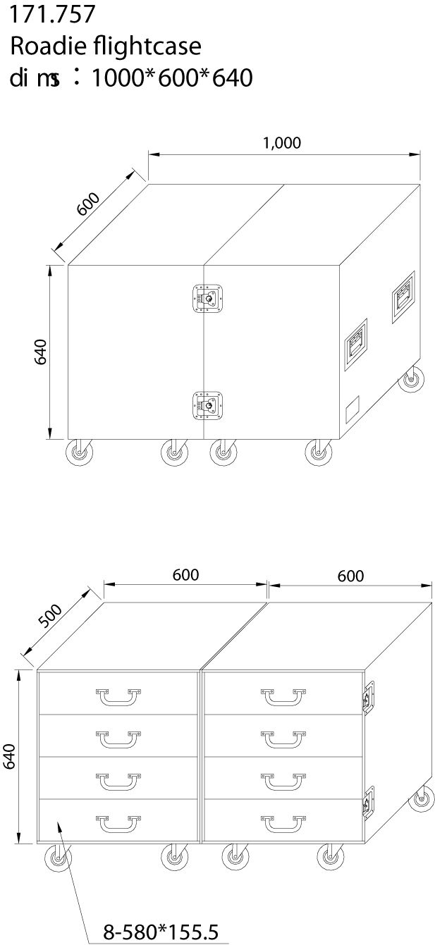 PD-FA4  8 Drawer Engineering Flightcase