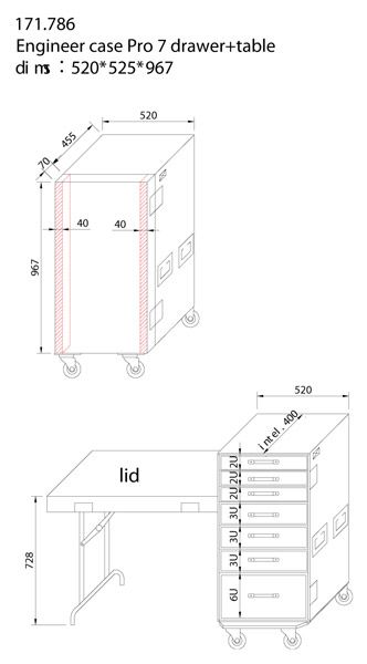 PD-FA5 7 Drawer Engineer Case with Table