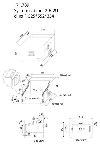 PD-F 2U-6U-2U  DJ Systemcabinet 19"