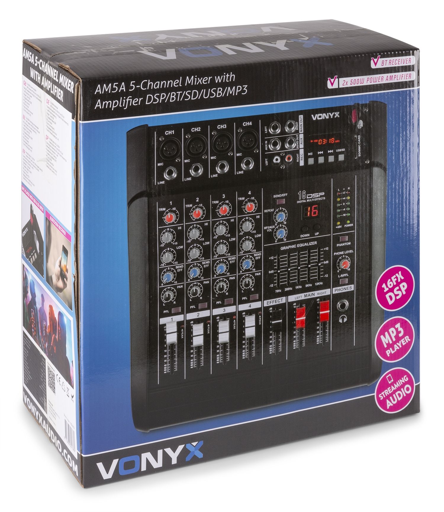 AM5A 5-Channel Mixer with Amplifier DSP/BT/SD/USB/MP3