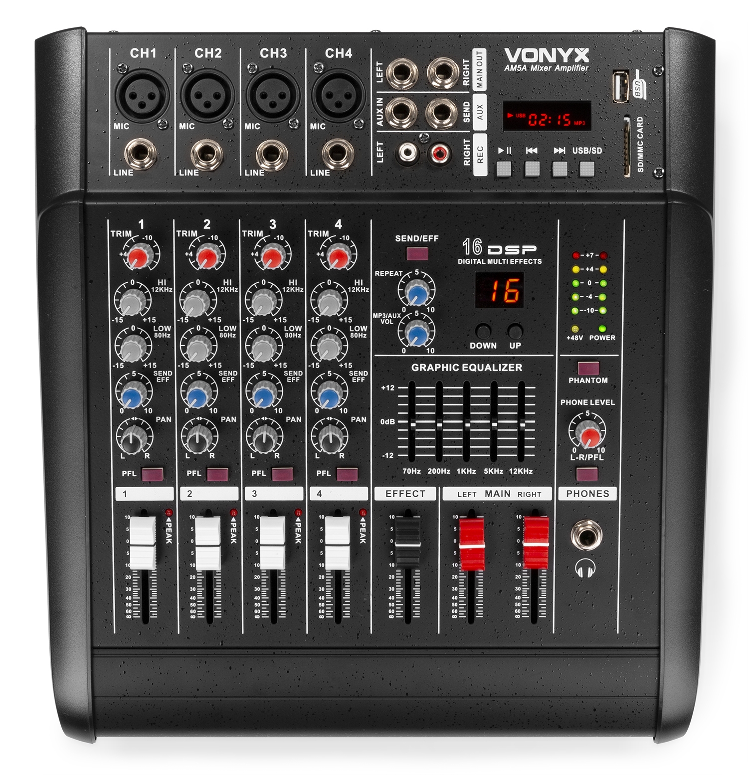 AM5A 5-Channel Mixer with Amplifier DSP/BT/SD/USB/MP3