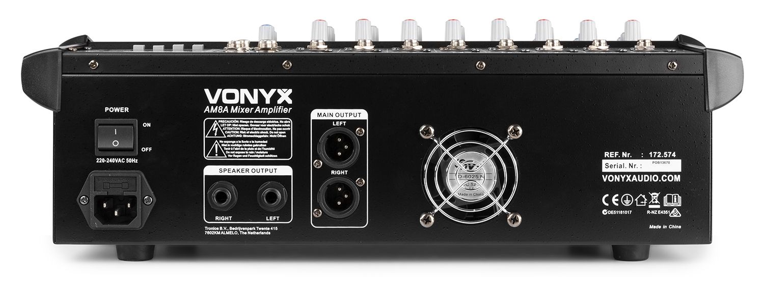 AM8A 8-Channel Mixer with Amplifier DSP/BT/SD/USB/MP3