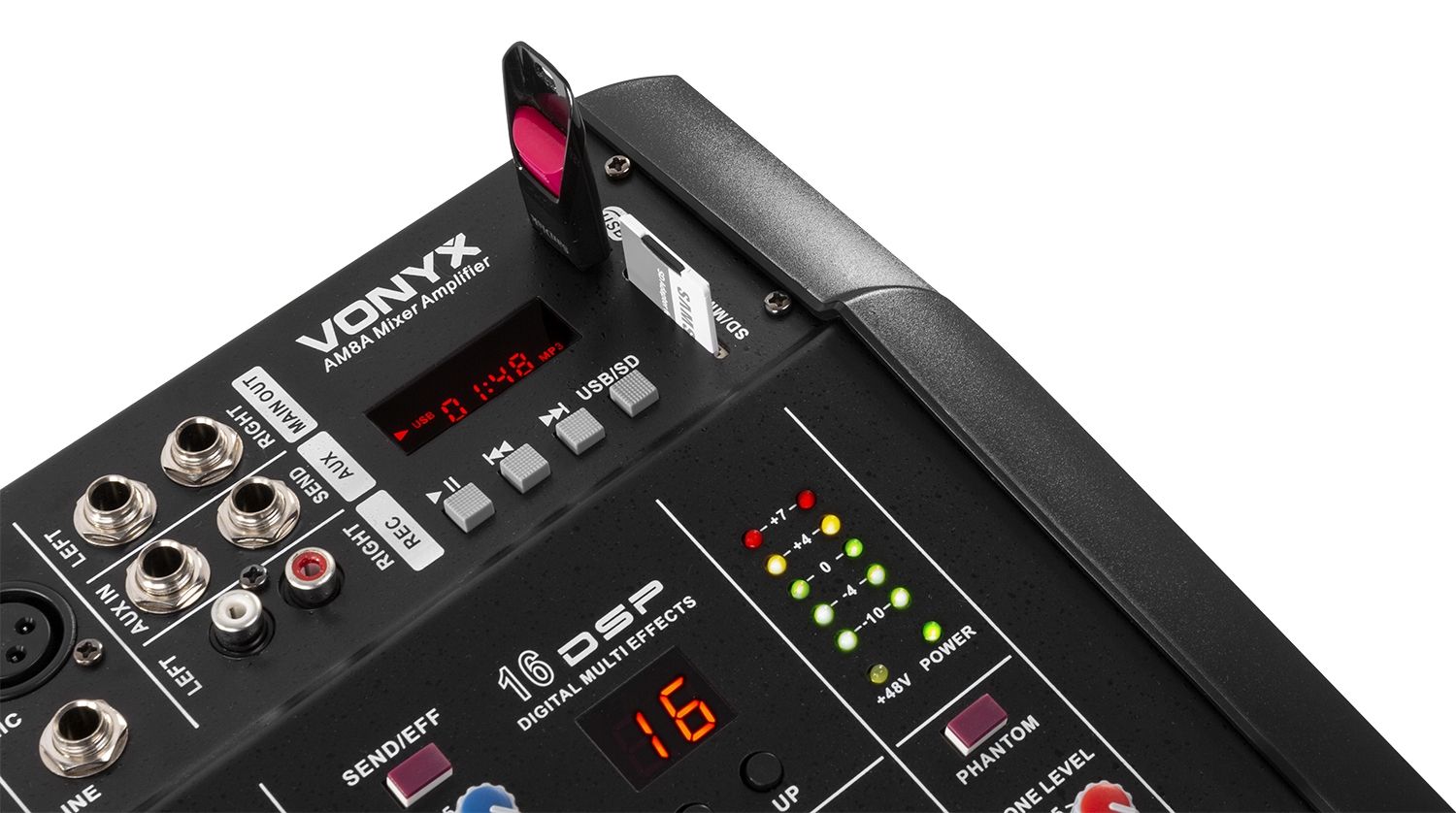 AM8A 8-Channel Mixer with Amplifier DSP/BT/SD/USB/MP3
