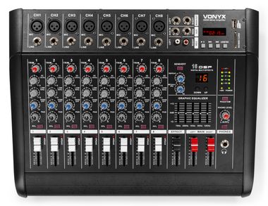 AM8A 8-Channel Mixer with Amplifier DSP/BT/SD/USB/MP3