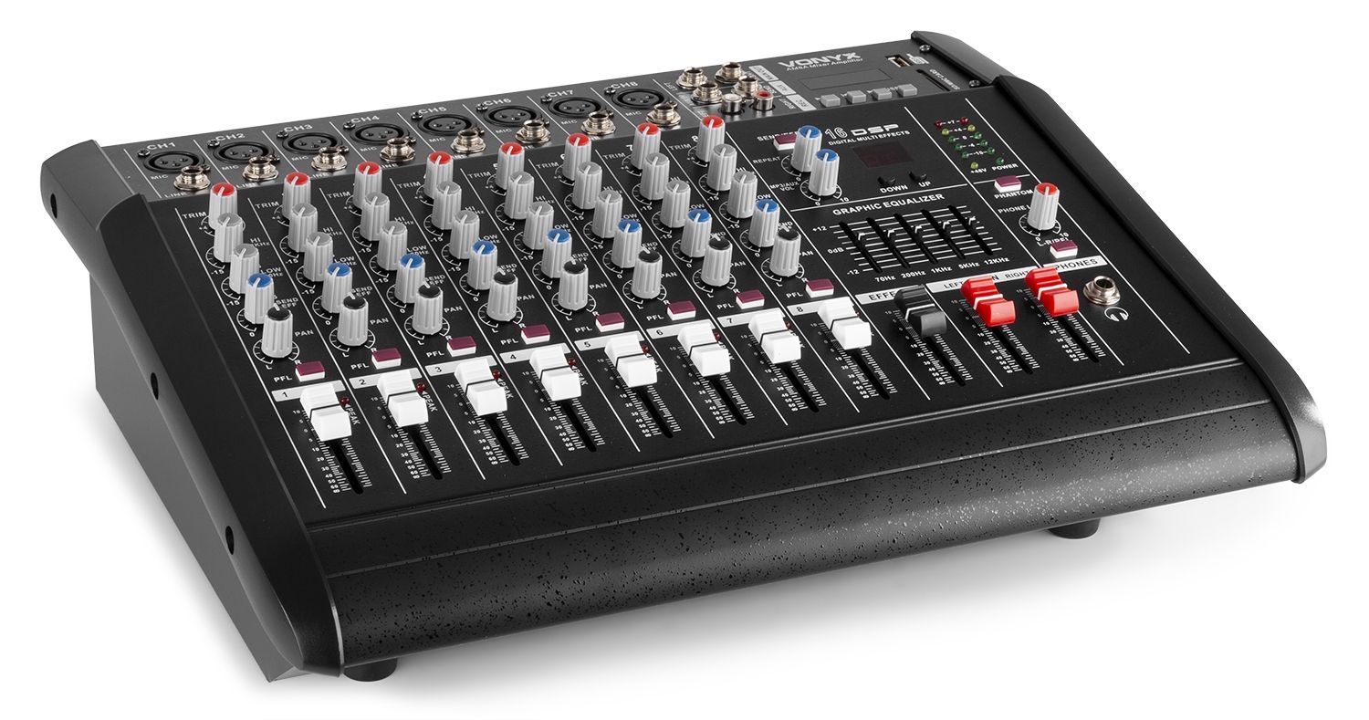 AM8A 8-Channel Mixer with Amplifier DSP/BT/SD/USB/MP3