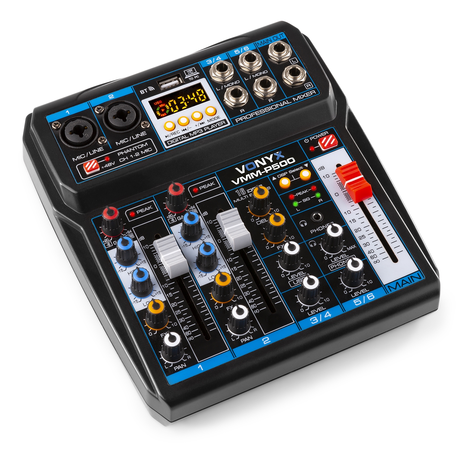 VMM-P500 4-Channel Music Mixer with DSP/USB and MP3/BT