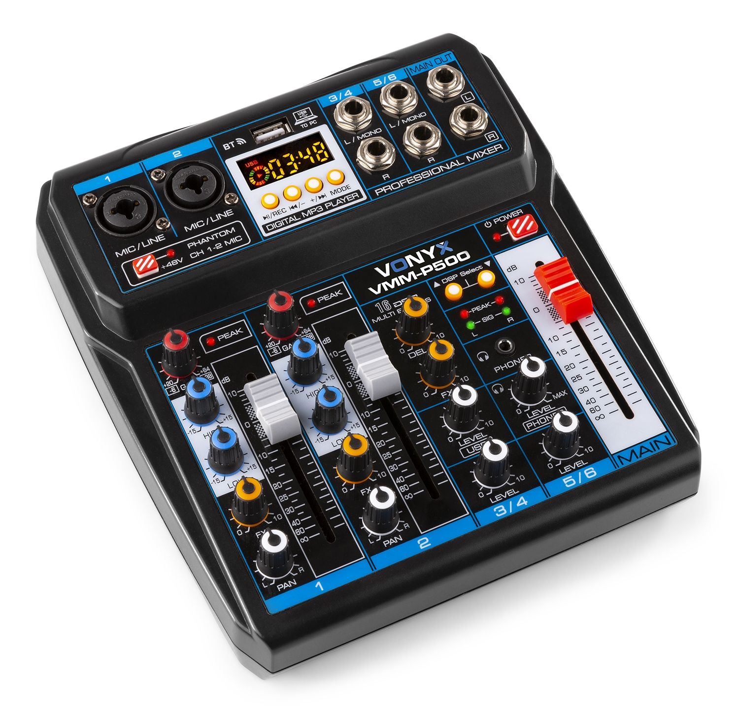 VMM-P500 4-Channel Music Mixer with DSP/USB and MP3/BT