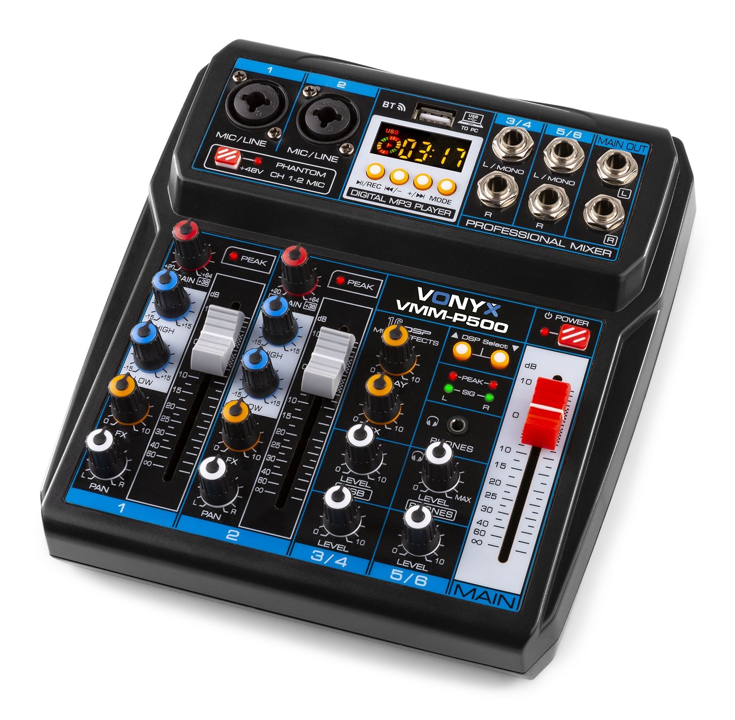 VMM-P500 4-Channel Music Mixer with DSP/USB and MP3/BT