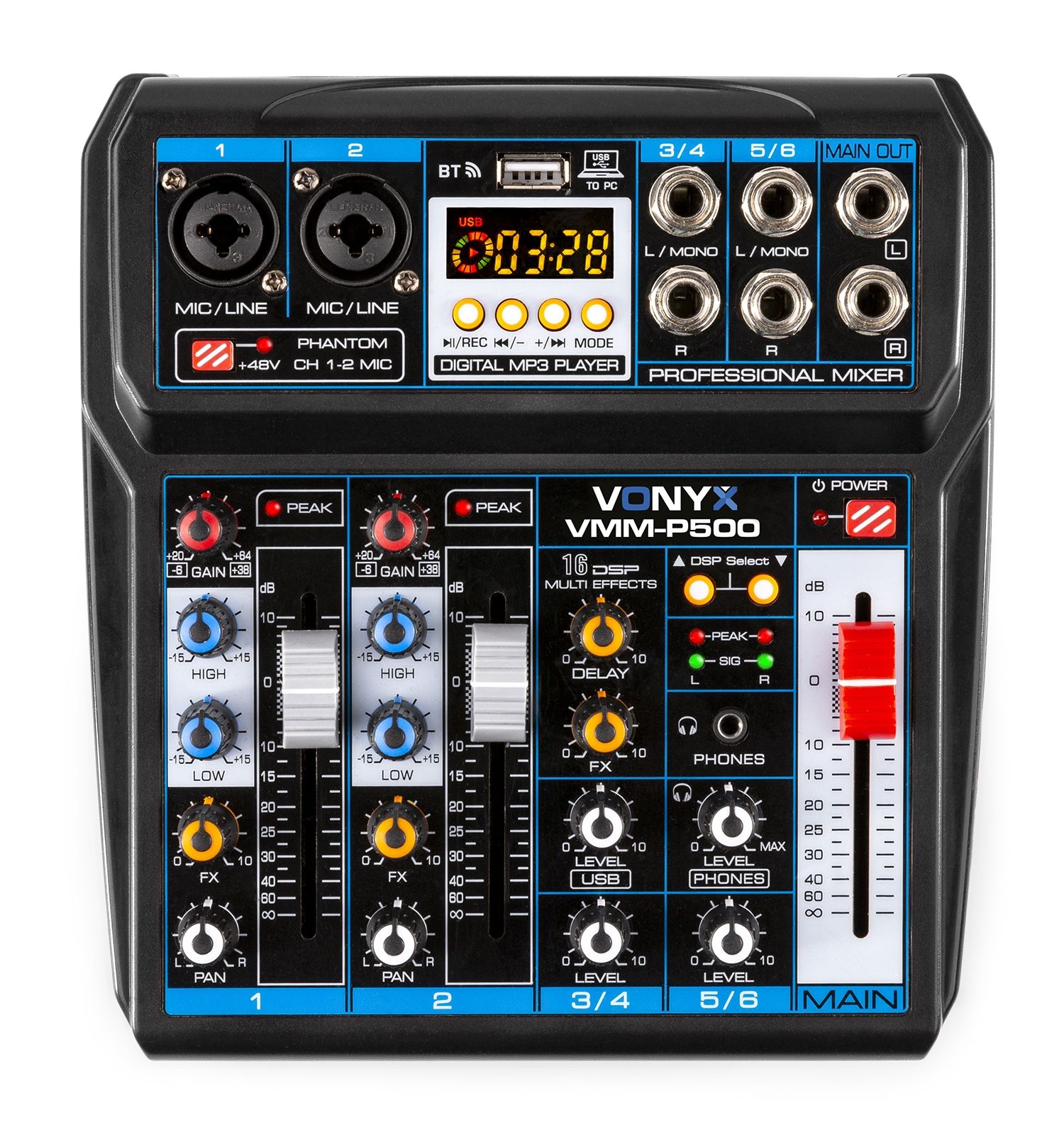 VMM-P500 4-Channel Music Mixer with DSP/USB and MP3/BT