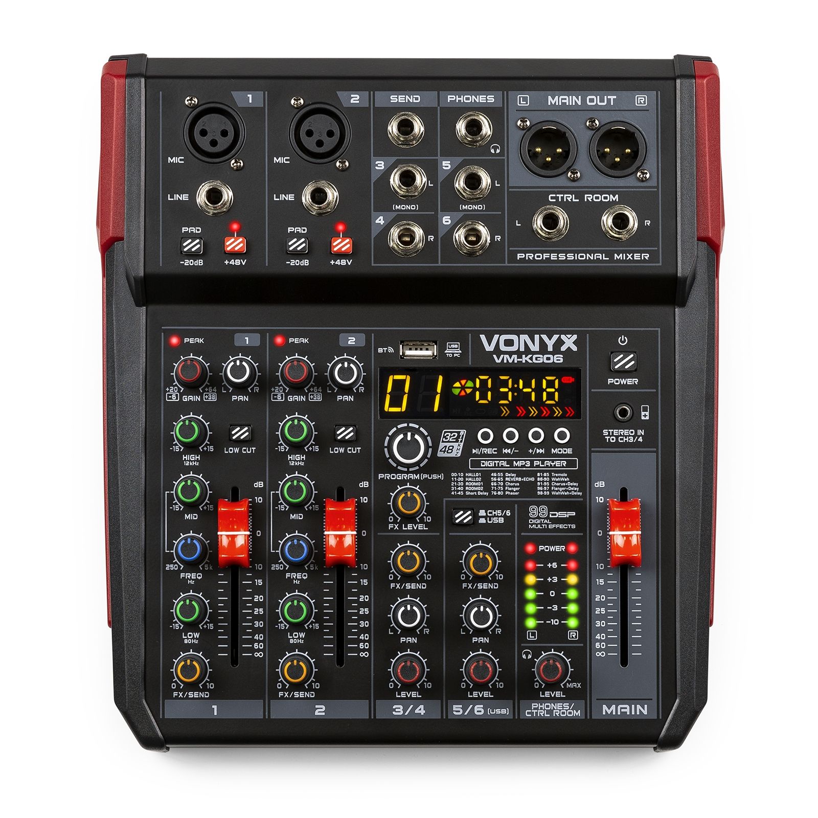 VM-KG06 Music Mixer 6-Channel BT/DSP/USB Record	
