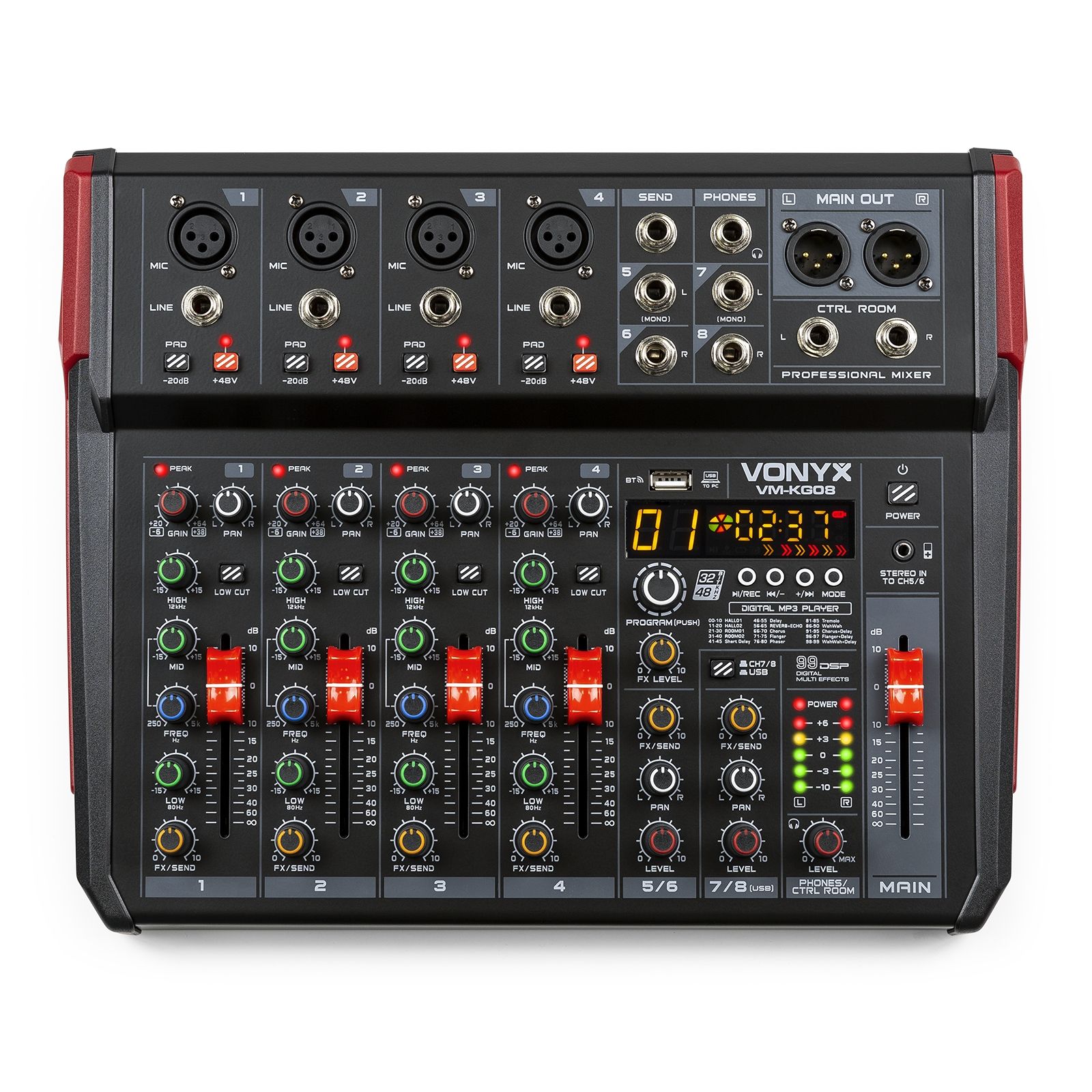 VM-KG08 Music Mixer 8-Channel BT/DSP/USB Record	