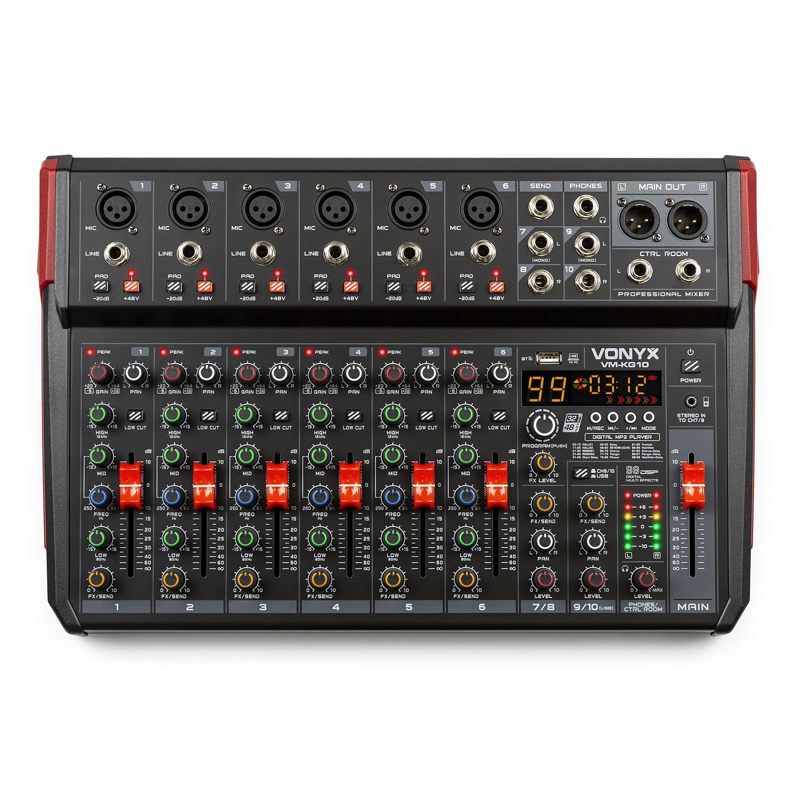 VM-KG10 Music Mixer 10-Channel BT/DSP/USB Record