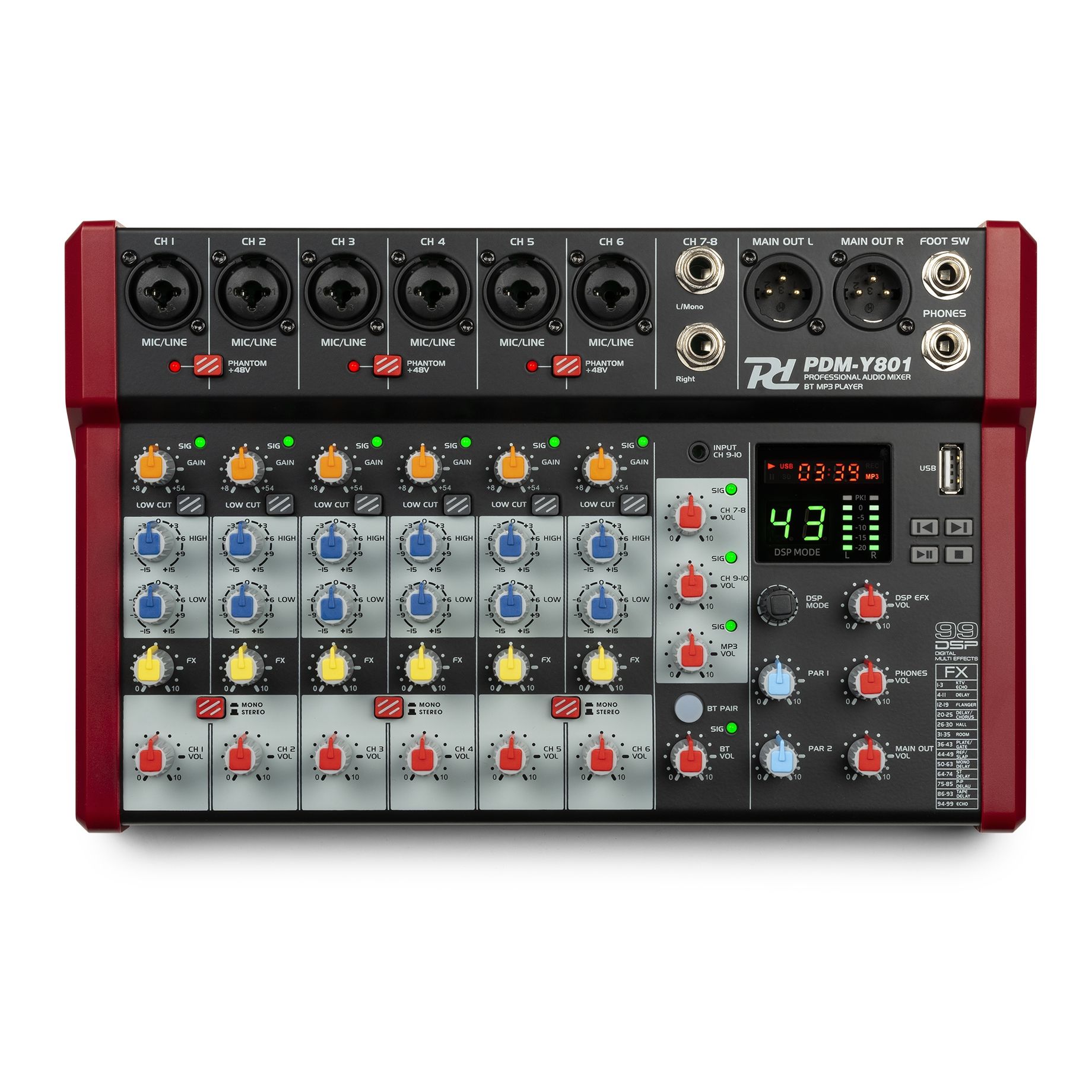 PDM-Y801 Studio Music Mixer 8-Ch