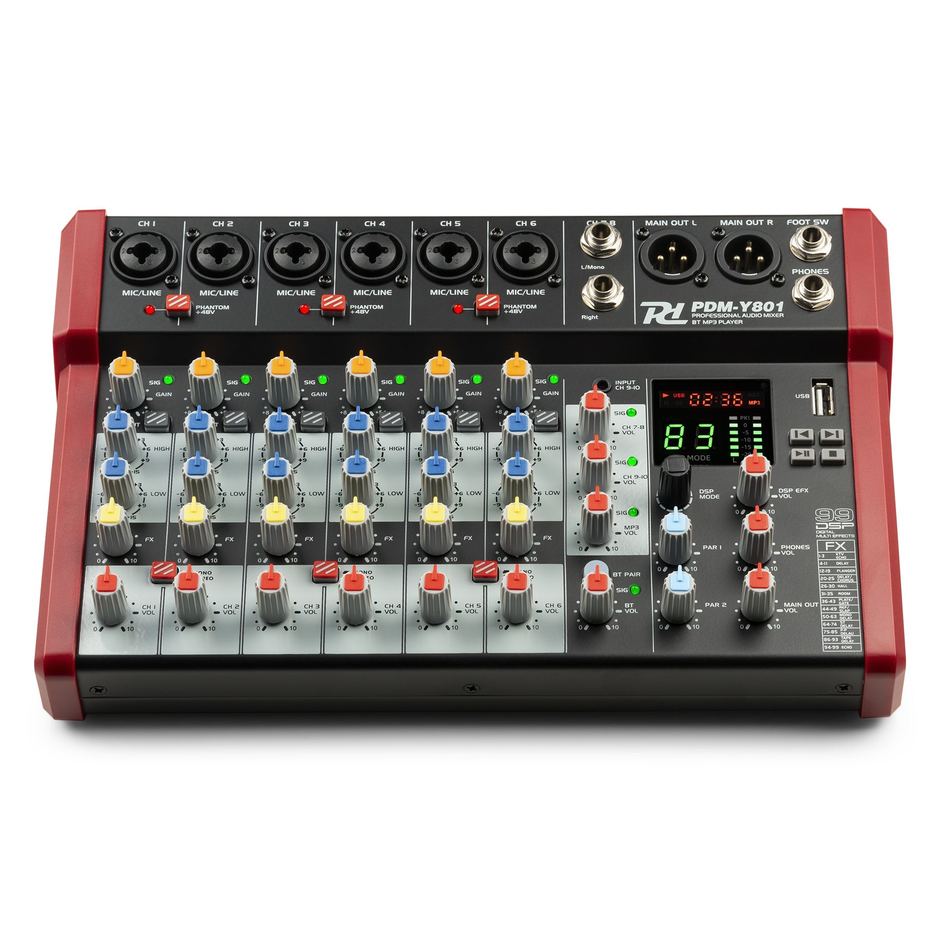 PDM-Y801 Studio Music Mixer 8-Ch