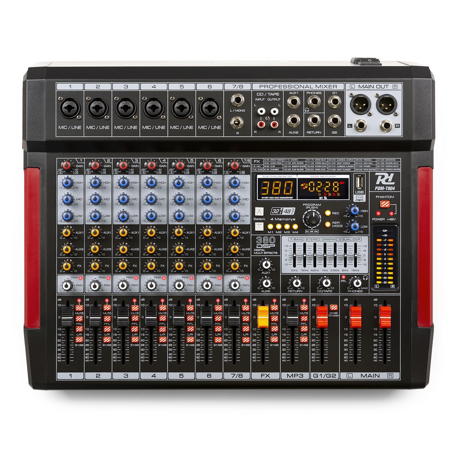 PDM-T804 Stage Mixer 8-Channel DSP/MP3