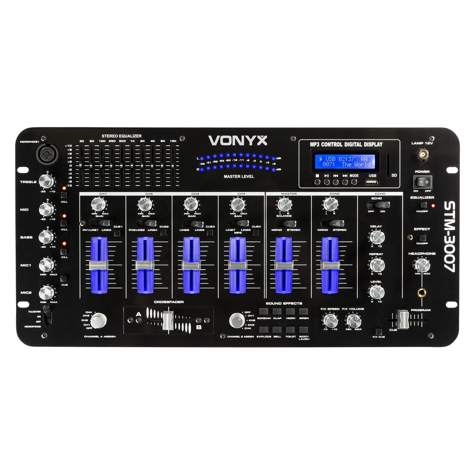 STM-3007 6-Channel Mixer SD/USB/MP3/LED/BT 19"