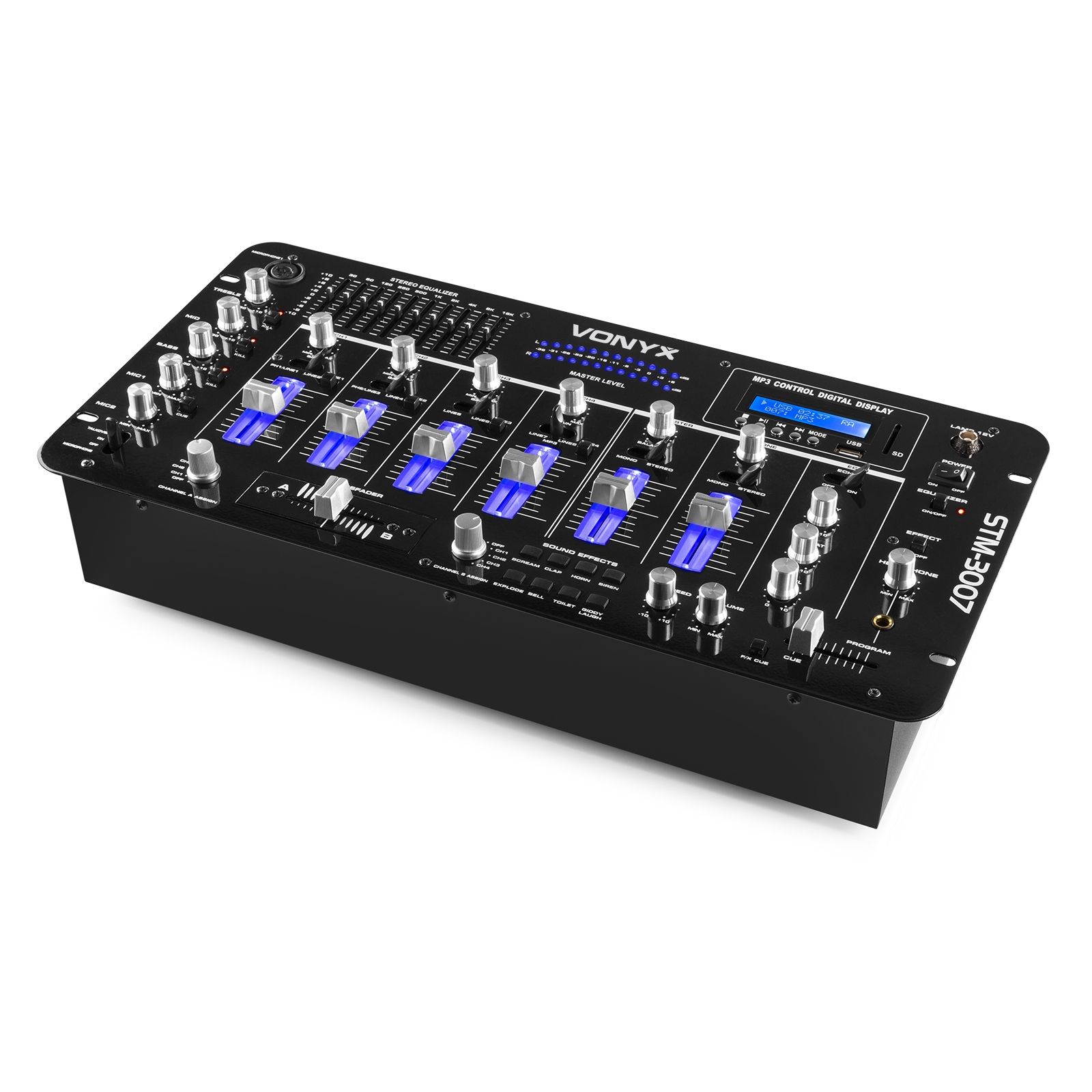 STM-3007 6-Channel Mixer SD/USB/MP3/LED/BT 19"