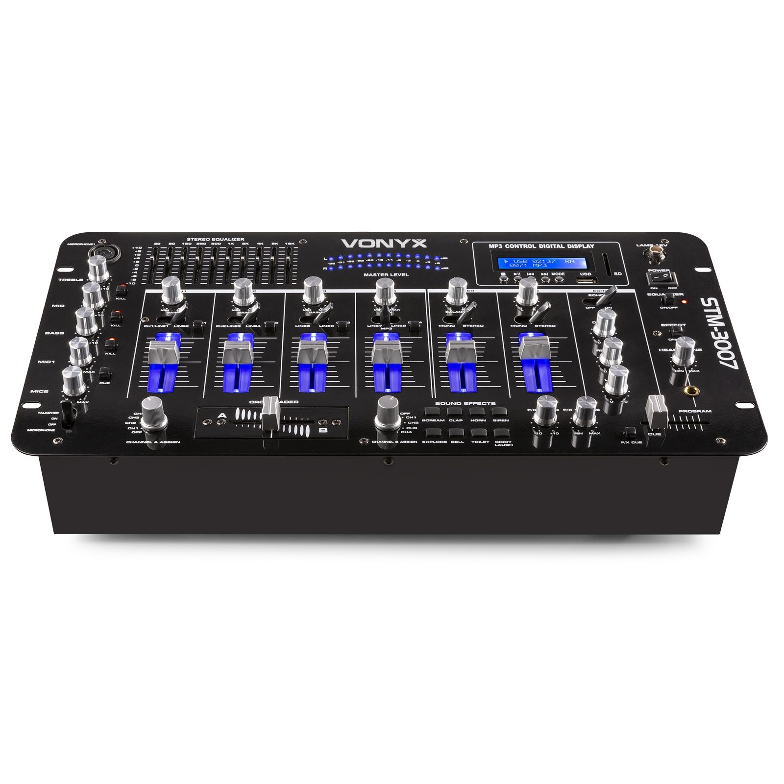 STM-3007 6-Channel Mixer SD/USB/MP3/LED/BT 19"