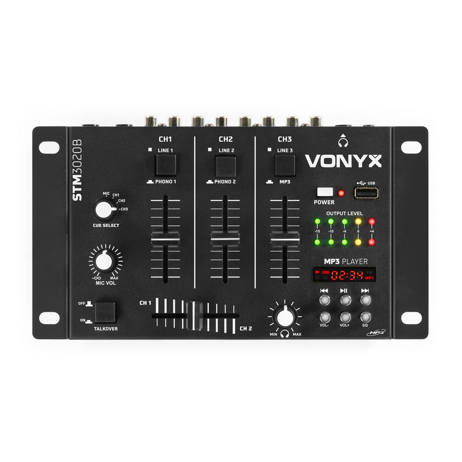 STM-3020B 6-Channel Mixer USB/MP3 - Black