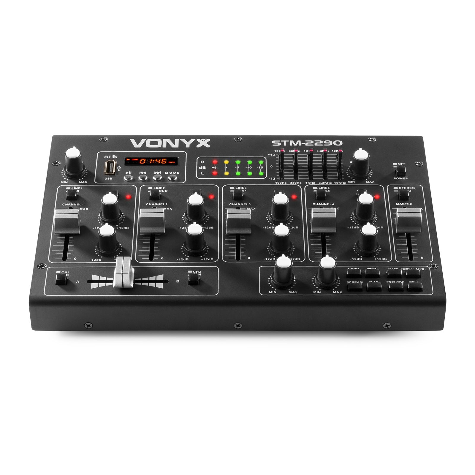 STM2290 8-Channel Mixer with Sound Effects USB/MP3/BT