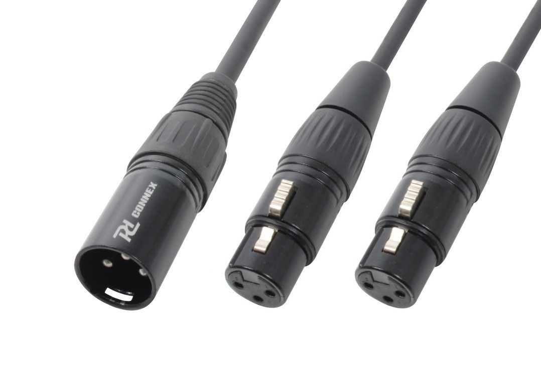 CX142 Y-Splitter XLR Cable 1 XLR male-2 XLR fem Black
