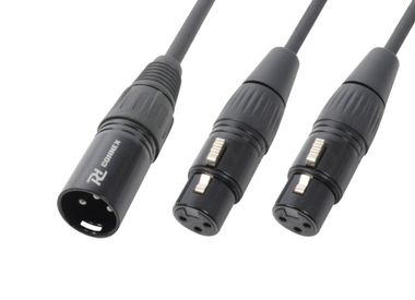 CX142 Y-Splitter XLR Cable 1 XLR male-2 XLR fem Black